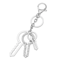 Porte-clés argenté avec trois pendentifs clés ornés de strass et fermoir mousqueton - Argenté