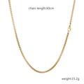 Dettaglio della catena box in acciaio inossidabile dorato da 60cm con chiusura a moschettone - Catena Figaro Oro (C-006)