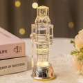 Transparent Nutcracker soldier LED lamp with warm light and silver base for decor - Nutcracker Style A