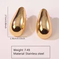 Boucles d'oreilles goutte en acier inoxydable doré poli, poids 7,4g et longueur 2,7cm - Clous d'oreilles en forme de larme (FYD6081) / Or