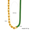 Collana a catena a U dorata e pietre verdi, lunghezza 40+5 cm, peso di 25,3 g - Collana con maglie a U in giunzione / Oro Collana Zircone Verde