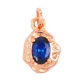 Rose gold jewelry pendant featuring irregular lava texture and oval blue zircon stone - L229092-Blue Rose Gold