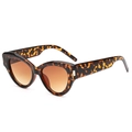 Retro cat-eye tortoiseshell sunglasses with brown gradient lenses and silver accents - Tortoise Tea Lens (Metal Hinge)