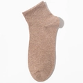 Men's light brown antibacterial cotton short socks with a ribbed cuff and heather texture - One Size / Camel