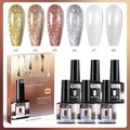 Detail of 6-piece glitter gel polish set with color swatches and salon quality box - Metallic Glitter Series Set (GPS08)