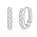 S925 Sterling Silber Creolen mit weißen Zirkonia Steinen für Damen in Silber - 925er Silber / Weißgold