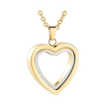 Two-tone heart-shaped urn necklace in gold and silver finish for pet ashes - Heart Frame Pendant With O-Chain / Gold