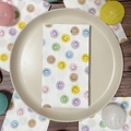 Rectangular white paper napkin with colorful smiley faces on a ceramic plate - Pack of 20 / Yellow Smiley Face