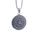 Collana con ciondolo Valknut vichingo nordico in argento con cerchio di rune su bianco - Pendente Runa Tonda Tipo E + Catena 60CM