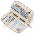Large capacity cream PU leather RFID wallet for women with wristlet and multi-card slots - Off White