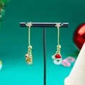 Christmas earrings featuring Santa Claus and red gift box drops with gold star tassels - Long Chain Santa & Gift Box