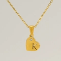 Collana cuore placcata oro 18k con pendente lettera K e cristallo scintillante - Lettera K