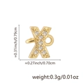 Gold plated 18k letter X pendant charm with white zircons for DIY jewelry making - Letter X