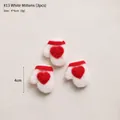 Three mini white wool felt Christmas glove ornaments with red hearts for DIY crafts - No.13 Pack of 3-White Heart Mittens