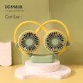 Portable USB neck fan with cute cat ears in a yellow and green color combination - Cat / Lemon Yellow