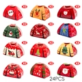 Set de 24 cajas de regalo con forma de jersey navideño y 12 diseños festivos únicos - S866# Caja de Caramelos de Suéter (Juego de 24)
