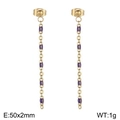 Lange goldene Quastenohrringe mit lila Harzperlen, Größe 50x2mm und Gewicht 1g pro Stück - Gold Metall Traubenviolette Perlen (KE109154-Z)