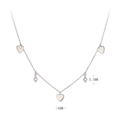 Detail view of 925 sterling silver chain with 6mm heart and 5.5mm zircon rhombus charms - Platinum Plated Style (40+5mm)