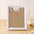 Minimalist white rectangular wooden photo frame with fine texture for desk display - Athenian White Empty Frame / 6 Inch