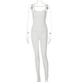 Body da donna bianco senza maniche in maglia a costine vestibilità slim stile minimalista - S / Bianco