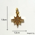 Gold North Star charm pendant with clear zircons for DIY jewelry making 1.9x1.2cm - Golden Zirconia North Star Pendant