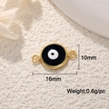 Detailed size view of Evil Eye pendant with 16mm width and gold plated finish - A0275-Double Hole Black