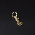 Golden seahorse earring with colorful zircons in a huggie hoop variant style - Seahorse Style (HSPJ335-10#)