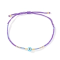Pulsera de ojo turco morada hecha a mano con cuentas y cierre de cordón ajustable - Púrpura profundo