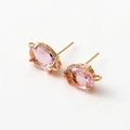 Pink marquise-cut stone earrings with 14k gold plated brass hooks and dangle ring - Pink