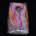 Macro detail of colorful suede cord necklace set with silver lobster clasps and extenders - 2.0mm 45+5cm Extension Chain / Multicolor