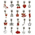 DIY jewelry set with 20 assorted red and gold charms including unicorn and heart designs - 20Pcs Red Series Pendants