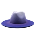 Detail showing the smooth color gradient from white to purple on this wool fedora hat - M (56-58cm) / Gradient Fedora / Blue