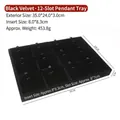 12-grid black velvet jewelry tray for pendants and necklaces with dimensions 35x24x3cm - Large 12-Slot Pendant Tray