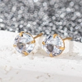 Boucles d'oreilles en acier inoxydable doré 18 carats avec pierres de zircone rondes - 6mm Zirconium