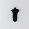 Minimalist black low-cut cotton ankle socks with breathable knit texture and heel tab - One Size / Black