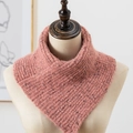 Pink knit scarf for women made of thick mixed yarn in a stylish V-shape design - Pink