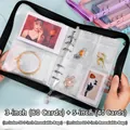 Portable jewelry storage book with clear PVC pockets and black zipper closure - Black Silver Set (With 50x3-inch + 20x5-inch Bags)