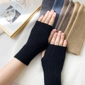 Winter knitted fingerless gloves for men and women available in multiple solid colors - One Size / Black