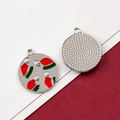 Christmas reindeer deer alloy charm with red green enamel and white pearls for DIY jewelry - 4# Silver K Santa Hat Round Disc