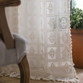 Detail of crochet lace curtain with geometric diamond patterns and fringe trim edges - 150 Wide * 45CM High / Checkered Tassel Hook Curtain
