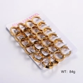 Lot de 12 paires de boucles d'oreilles créoles en acier doré avec oxydes de zirconium - Or [Grand]
