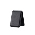 Magnetic leather wallet and stand for iPhone 16 MagSafe in black standing on white background - Black / OPP Bag