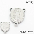 Ciondolo connettore Madonna a tre fori in acciaio inossidabile per creazione gioielli - Acciaio (KLJ8753-Z)