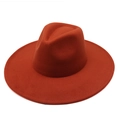 Klassieke roestoranje wollen fedora hoed met brede platte rand en verstevigde naden - Volwassene 56-59cm / Karamel