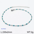 Tobillera de acero inoxidable con cuentas de resina azul en cadena de eslabones plata - Cuentas Azules Plata (KJ1744-Z)