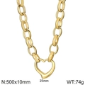 Golden chunky heart pendant necklace with oversized link chain and minimalist charm - Gold Necklace 500x10mm (KN286852-Z)