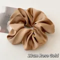 Elegant 13cm rose gold silk satin scrunchie with soft ruffled texture and metallic finish - 13cm / Rose Gold