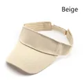 Classic beige sun visor cap in breathable cotton canvas with adjustable strap - Beige