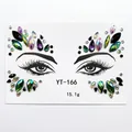 Macro detail of YT-166 emerald and purple acrylic face gem stickers for party makeup - Emerald Purple Pink Multicolor Style (YT-166)