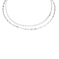 Double-layered silver stainless steel necklace with round sequins and flat links - Steel